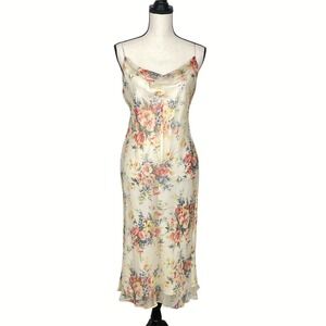 Lauren Ralph Lauren Cream Floral Midi Slip Dress